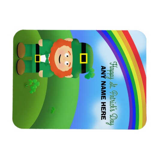 Happy St Patrick's Day Custom Name Leprechaun Magneet (Horizontaal)