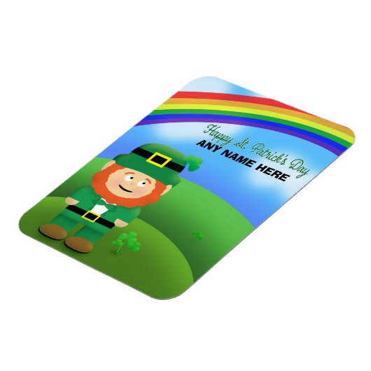 Happy St Patrick's Day Custom Name Leprechaun Magneet (Linkerzijde)