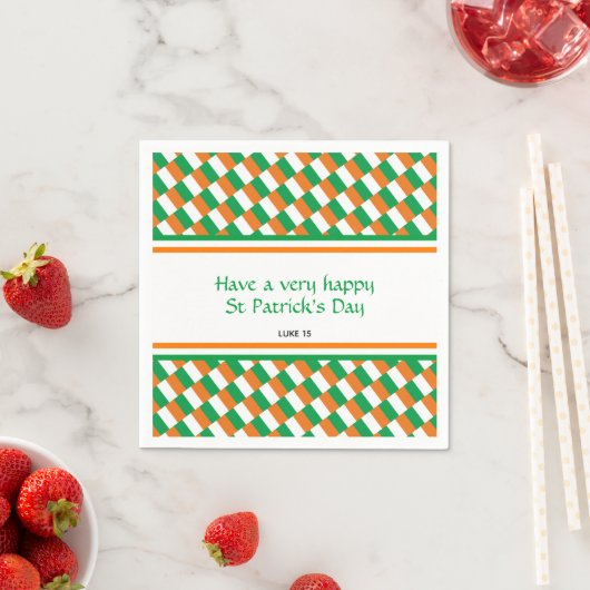 Happy St Patricks Day Custom Patriotic Irish Flag Servet (Insitu)
