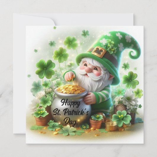 Happy St Patrick's Day Cute Gnome Feestdagenkaart (Voorkant)