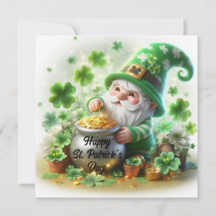 Happy St Patrick's Day Cute Gnome Feestdagenkaart