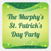 Happy St. Patrick's Day Cute Green Sparkle Custom Vierkante Sticker (Voorkant)