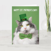 Happy St Patricks Day Cute Kat in Green Feestdagen Kaart (Voorkant)