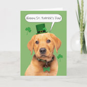 Happy St Patrick's Day Cute Labrador Puppy Feestdagen Kaart (Voorkant)
