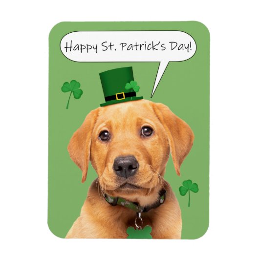 Happy St Patrick's Day Cute Labrador Puppy Magneet (Verticaal)