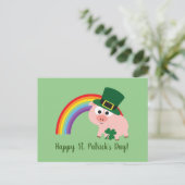 Happy St. Patrick's Day Cute Leprechaun Pig Briefkaart (Staand voorkant)