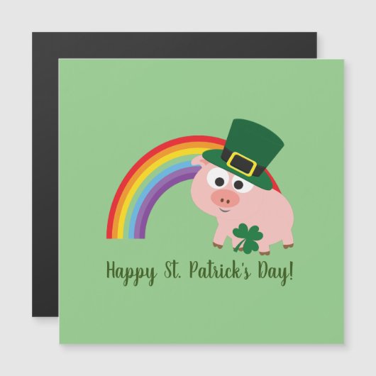 Happy St. Patrick's Day Cute Leprechaun Pig Card (Voorkant / Achterkant)