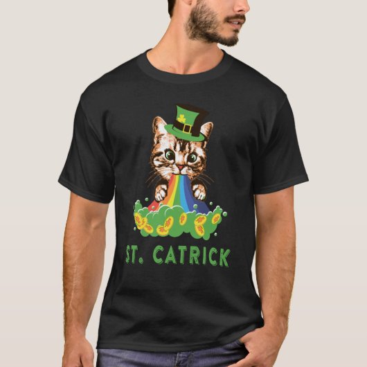 Happy St Patrick's Day Cute Lucky Cat Kitten Irish T-shirt (Voorkant)