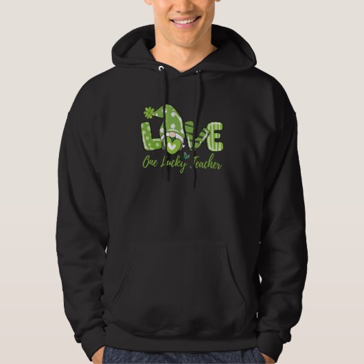 Happy St Patricks Day Cute One Lucky Teacher Gnome Hoodie (Voorkant)
