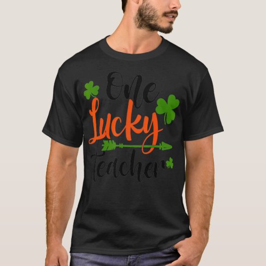 Happy St Patricks Day Cute One Lucky Teacher Rainb T-shirt (Voorkant)