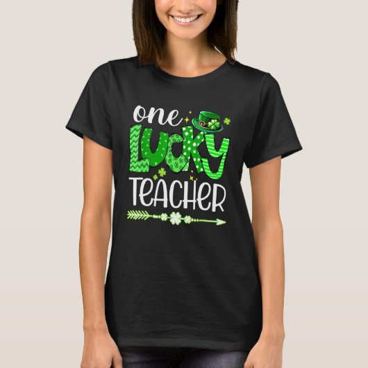 Happy St Patricks Day Cute One Lucky Teacher Shamr T-shirt (Voorkant)