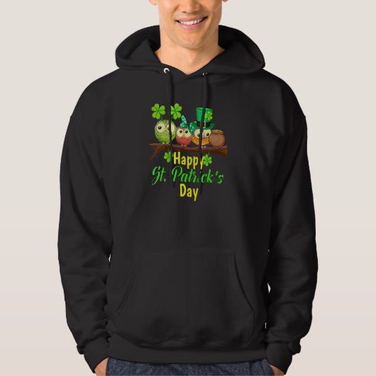 Happy St Patrick's Day Cute Owls Hoodie (Voorkant)