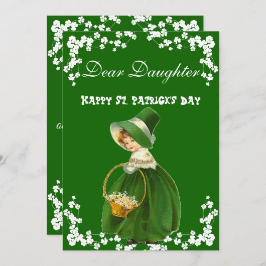  Happy St. Patricks Day Daughter, Clover Feestdagenkaart (Voorkant / Achterkant)