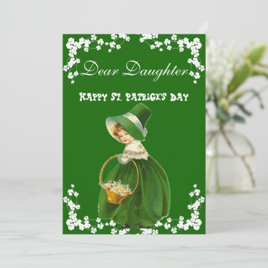  Happy St. Patricks Day Daughter, Clover Feestdagenkaart (Staand voorkant)