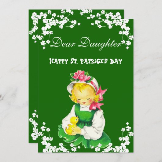  Happy St Patricks Day Daughter, Clover Fun Feestdagenkaart (Voorkant / Achterkant)