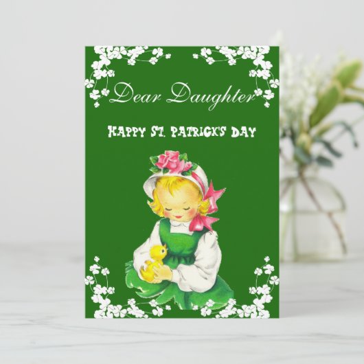  Happy St Patricks Day Daughter, Clover Fun Feestdagenkaart (Staand voorkant)