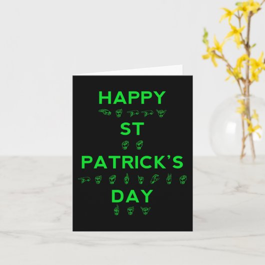 Happy St Patricks Day Deaf Pride gebarentaal ASL Kaart (Gele Bloem)