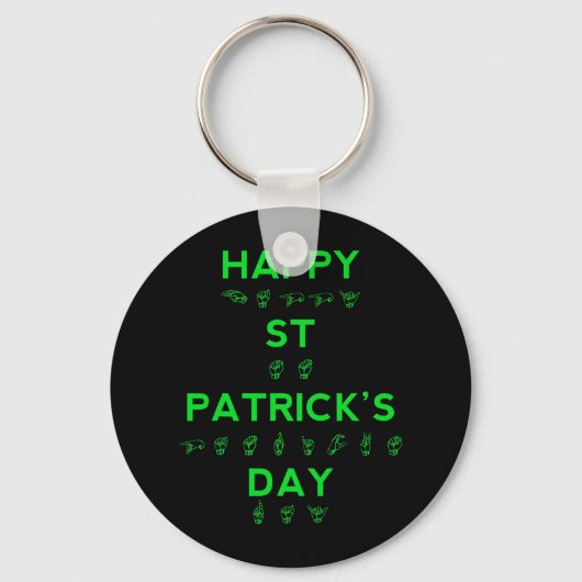 Happy St Patricks Day Deaf Pride gebarentaal ASL Sleutelhanger (Voorkant)