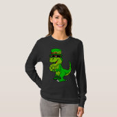 Happy St Patrick's Day Dinosaur Rex Lucky Shamrock T-shirt (Voorkant volledig)