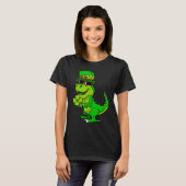 Happy St Patrick's Day Dinosaur Rex Lucky Shamrock T-shirt (Voorkant volledig)