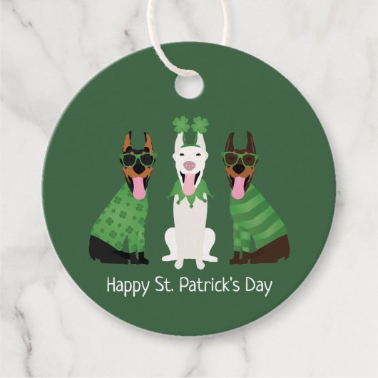 Happy St Patricks Day Dobermann Honden Bedankjes Labels (Voorkant)