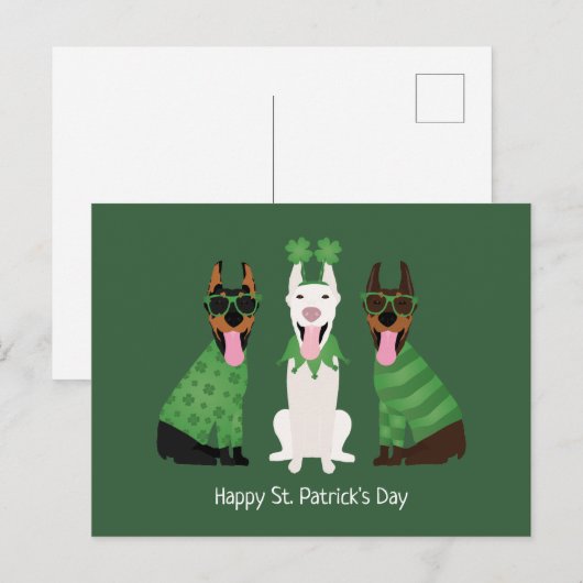 Happy St Patricks Day Dobermann Honden Briefkaart (Voorkant / Achterkant)