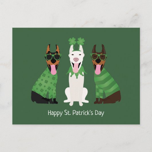 Happy St Patricks Day Dobermann Honden Briefkaart (Voorkant)