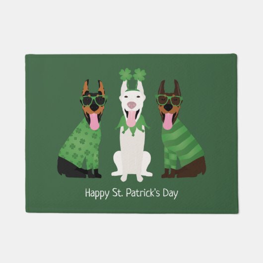 Happy St Patricks Day Dobermann Honden Deurmat (Voorkant)
