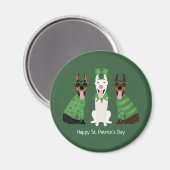 Happy St Patricks Day Dobermann Honden Magneet (Voorkant / Achterkant)