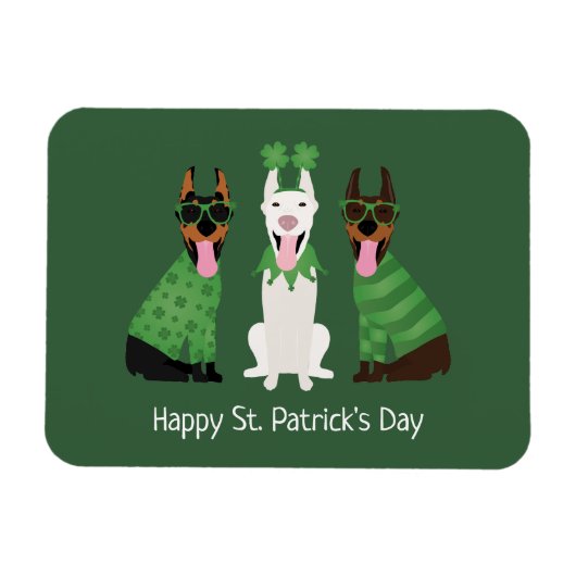Happy St Patricks Day Dobermann Honden Magneet (Horizontaal)