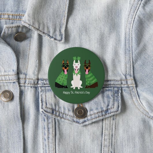 Happy St Patricks Day Dobermann Honden Ronde Button 7,6 Cm (In situ)
