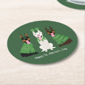 Happy St Patricks Day Dobermann Honden Ronde Kartonnen Onderzetter (Gebogen)