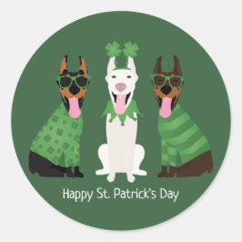 Happy St Patricks Day Dobermann Honden Ronde Sticker