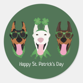 Happy St Patricks Day Dobermann Honden Ronde Sticker
