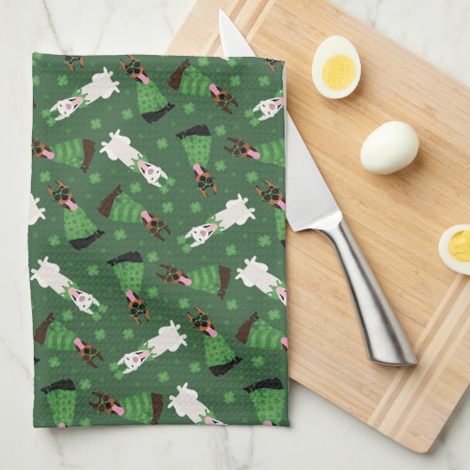 Happy St Patricks Day Dobermann Honden Theedoek (Quarter Fold)