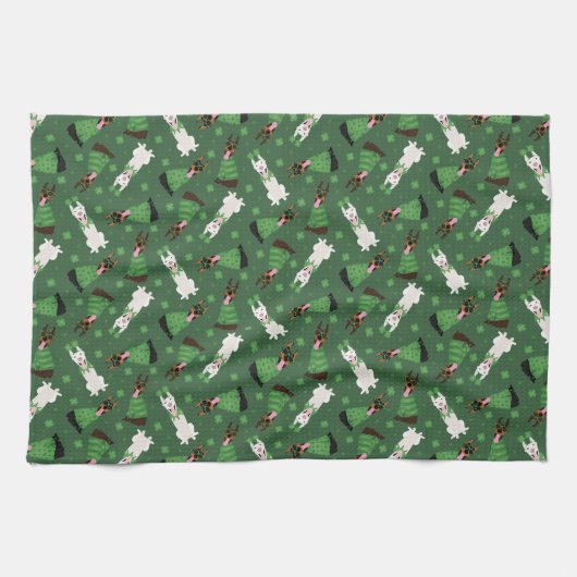 Happy St Patricks Day Dobermann Honden Theedoek (Horizontaal)