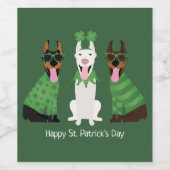Happy St Patricks Day Dobermann Honden Wijn Etiket (Enkel label)
