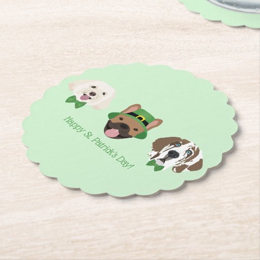 Happy St Patricks Day Dog Factors Kartonnen Onderzetters (Gekanteld)