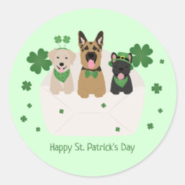 Happy St Patricks Day Dog Mail Ronde Sticker