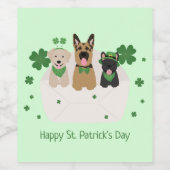 Happy St Patricks Day Dog Mail Wijn Etiket (Enkel label)