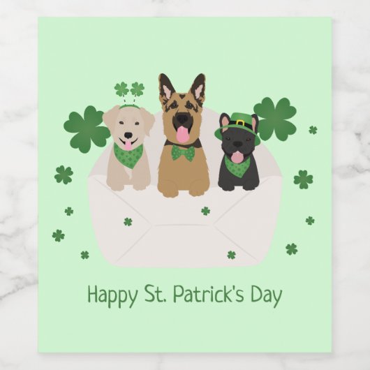 Happy St Patricks Day Dog Mail Wijn Etiket (Enkel label)