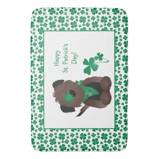Happy St Patricks Day Dog Vier Leaf Clover Green Badmat (Voorkant Verticaal)