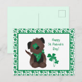 Happy St Patricks Day Dog Vier Leaf Clover Green Briefkaart (Voorkant / Achterkant)