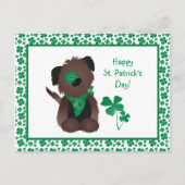 Happy St Patricks Day Dog Vier Leaf Clover Green Briefkaart (Voorkant)