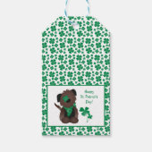 Happy St Patricks Day Dog Vier Leaf Clover Green Cadeaulabel (Voorkant)