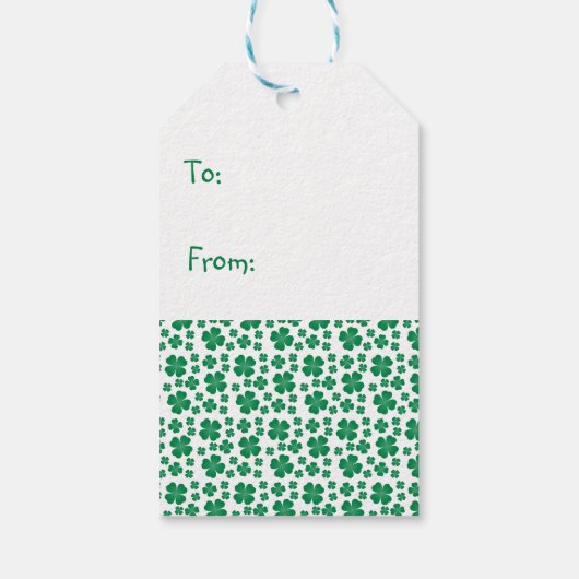 Happy St Patricks Day Dog Vier Leaf Clover Green Cadeaulabel (Achterkant)