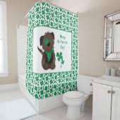 Happy St Patricks Day Dog Vier Leaf Clover Green Douchegordijn (In situ)