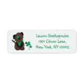 Happy St Patricks Day Dog Vier Leaf Clover Green Etiket (Voorkant)