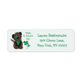 Happy St Patricks Day Dog Vier Leaf Clover Green Etiket (Voorkant)