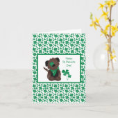 Happy St Patricks Day Dog Vier Leaf Clover Green Kaart (Gele Bloem)